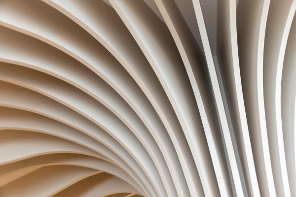 Close-up of abstract architectural forms in light beige colors